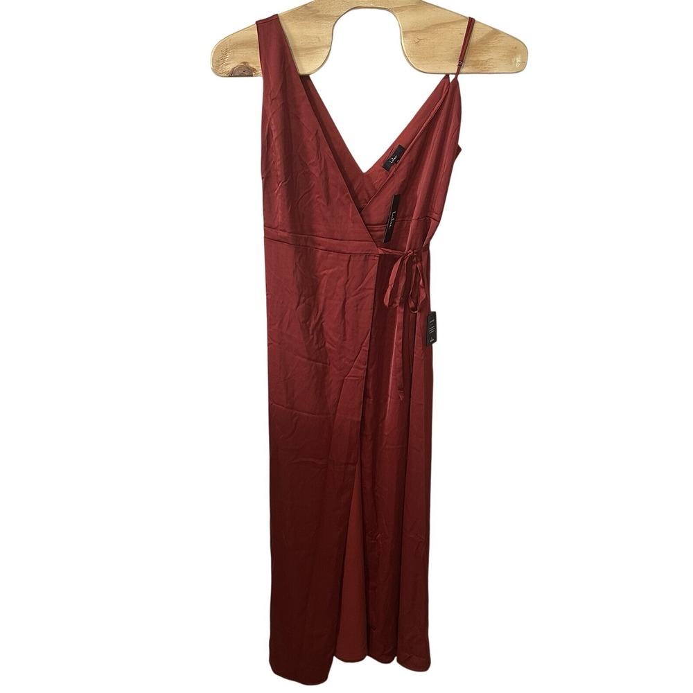 NEW Lulus‎ Satin Wrap Maxi Dress Size XL Rust Sleeveless Bridesmaid Formal